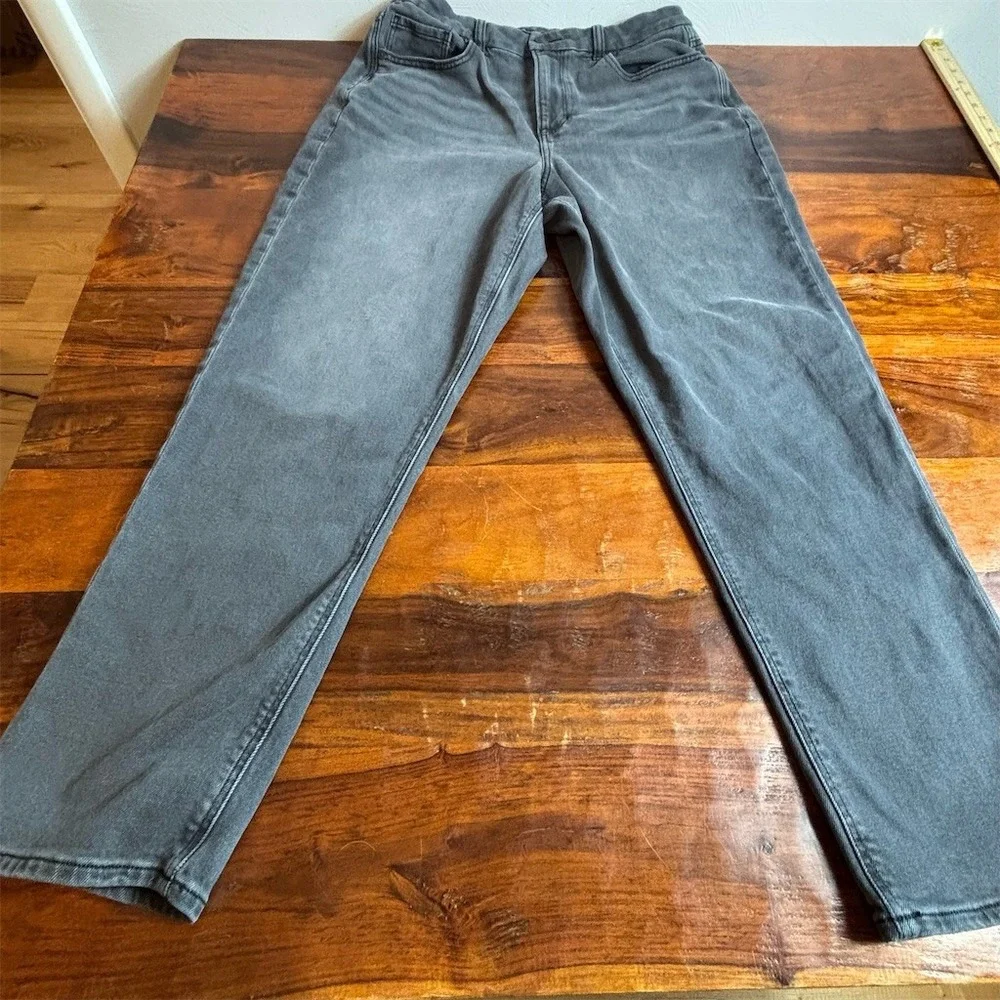 American Eagle Curvy Mom Jeans Womens Size 14 Gray Charcoal Wash High‎ Rise